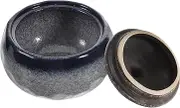 OFFSCH Japanese Ceramic Stew Pot Lid Stone Texture Single Serving Soup Pot for Cooking