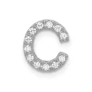 14K White Gold Real Diamond Letter C Initial Charm