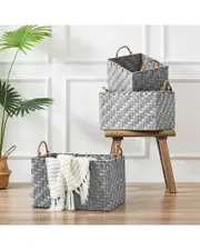 Nautica Rectangle Storage Bins with Herringbone Weave (Set of 3)