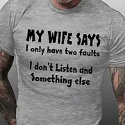 Men's Graphic Letter 5 Things You Should Know About My Wife T Shirt Casual Style Cotton Short Sleeve Graphic Shirt Wine Black White Comfortable Tee Vacation Ca