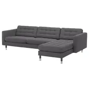 LANDSKRONA 4-seat sofa, with chaise longue/Gunnared dark grey/metal