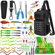 THKFISH 79 Pcs Fishing Tool Kit, Fishing Backpack with Tackle Boxes Fishing P...