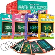 QUOKKA Math Flash Cards - 278 Math Cards - Multipack Set for Grades 1-3 | 4 Decks: Addition, Subtraction, Multiplication & Division | 278 Double-Sided Math Flash Cards for Kids Ages 4-8