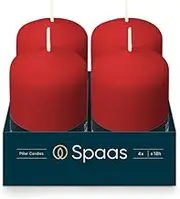 Spaas Unscented Pillar Candle 50/80 mm, ± 18 Hours, Red