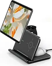 [SwanScout] 3 in 1 Wireless Charger for Google Pixel Fold, Pixel Watch 1st Gen & Pixel Buds Pro, Foldable Wireless Charging Station Stand for Google Pixel Fold, Pixel Watch 1st Gen & Pixel Buds Pro