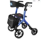 WALK MATE Rollator Walker 10”Seniors Cup Holder, Height Adjust Fold Lightweight