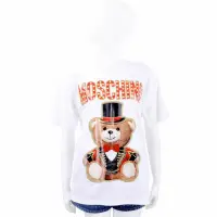 在飛比找Yahoo奇摩購物中心優惠-MOSCHINO 馬戲團泰迪熊白色寬鬆版短袖TEE T恤