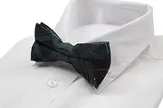 [Zasel] Mens Green Tarten Plaid Patterned Bow Tie Green, Black, Red