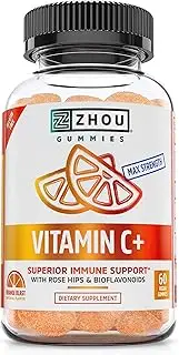 Vitamin C+ Gummies - Rapid Immunity Booster Gummy Vitamins, Vitamin C with Bioflavonoids & Rosehips for Optimal Immune System Support, Adults & Childrens Vitamins