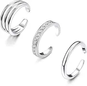 [Milacolato] 925 Sterling Silver Toe Rings Set Women's Simple Open Thin Band Ring Adjustable for Women Girls Foot Jewellery