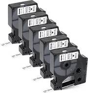 Meritom 5X Compatible for Dymo D1 Label Tape 45013 A45013 S0720530 Black on White Cassette 12mm x 7m for Dymo Label Maker LabelMananger 160 210D 280 360D 420P 450D PnP Labelpoint for LabelWriter 400