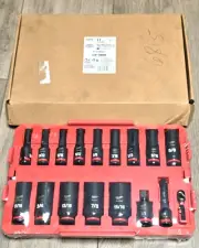 Milwaukee 17pc 3/8 dr deep SAE Shockwave Impact Socket Set w/Tray #49-66-6815