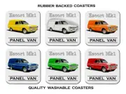 FORD ESCORT MK1 PANEL VAN SET OF 6 QUALITY RUBBER DRINK COASTERS
