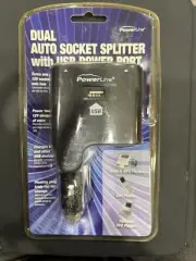 Cigarette Lighter Socket Splitter DC 12V Dual USB Chargr Power Adpt by Powerline