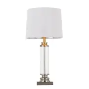 Dorcel Modern Table Desk Lamp Light Glass Metal Clear White Nickel