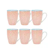 Nicola Spring Nicola Spring Hand-Printed Mugs - 330ml - Pack of 6