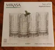 Mikasa Highball Glasses Kerry Set of 4 Fine Lead Free Crystal 11.75oz