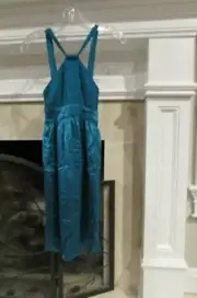 Betsey Johnson Teal Biue Halter Special Occasion Dress Sz 0 Compare at $129