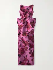 [Erdem] Erdem - Bow-embellished Floral-print Cotton-blend Mikado Gown - Pink - UK 10 UK 10 Pink