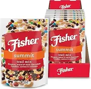 FISHER Snack Summit Trail Mix, 4 oz (Pack of 6), Peanuts, Milk Chocolate Candy, Raisins, Cashews