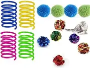 Cats Toys Balls,14 PCS Cat Toys Crinkle Ball and Spring Toys Interactive Kittens Toys Balls with Rustle Sound, Ideal for Kittens and Adult Cats by Acrylic