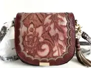 Brahmin Sonny Crossbody Red Verona Damask Leather Tasseled Saddle Bag NWT*HTF