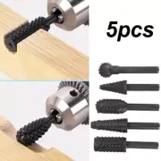 5Pcs High Carbon Steel Burr Die Grinder Shank Rotary Drill Bits Set For Wood