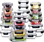 Nestl Glass Food Storage Containers - Microwave Oven Freezer Black 24 Pack