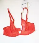 Calvin Klein Sheer Marquisette Unlined Plunge Bra Orange Odyssey QF6727 Sz 38D
