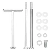 3 Set Cake Tray Stand Handle Plate Hardware Fitting, 3-Tiers T-Style Silver