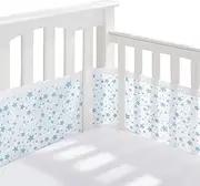 BreathableBaby Breathable Mesh Liner for Cot Beds — Covers 4 Sides — Classic — 3 mm — Twinkle Blue — Long + Short Panels — Non-Padded Single Layer — Safer Than a Crib Bumper — UK/EU Safety Tested