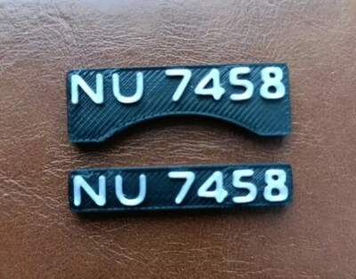 Number plates NU 7458 suits Mamod steam engine
