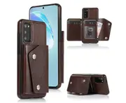 Case for Samsung Galaxy S20+ Plus, Leather Wallet Case With Card Pockets Back Flip Shockproof Cover Case-Brown