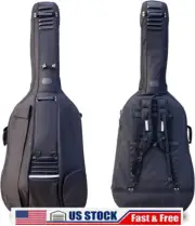 3/4Upright Double Bass Bag with Wheels Oxford Cloth String Thick Padding Gig Bag