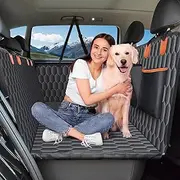 Chumajor Back Seat Extender for Dogs-Supports 400lb,Waterproof Dog Car Seat Cover Hard Bottom-Detachable,600D Heavy Duty Scratch Proof Nonslip Soft,Dog Hammock for Car,SUVs