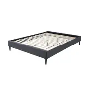 Arte Double Bed Frame Fabric Upholstered Mattress Platform Base - Mid Grey