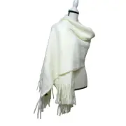 Steve Madden Super-Soft Knit Blanket Wrap, 22”x72”, Ivory
