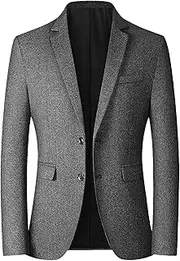 [Aosufei] Men's Comfort Casual Wedding Party Suit Jacket Lightweight Solid Dress Blazer Suits Stylish Business Tuxedo Jacket, Grey6, Medium