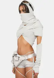 [DARKER WAVS] Compression Scarf Wrap Top