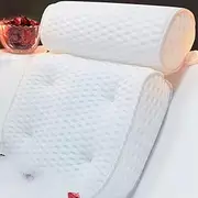 Bath Pillows for Tub, Spa Pillow with 4D Air Mesh Fabric, 7 Strong Suction Cups, Head, Neck and Back Support, Soft and Washable