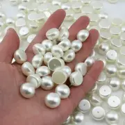 50 Ivory Pearl Acrylic Bread Half Drilled Flatback Cabachons Beads 14mm Earring
