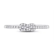 14k White Gold Round Diamond Knot Stackable Band Ring 1/5 Cttw