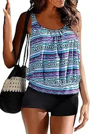 [BIKINX] Tankini Swimsuits for Women Modest Bathing Suits Two Pieces Tummy Control Tank Tops with Boyshorts