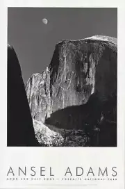 ANSEL ADAMS Moon and Half Dome 36" x 24" Offset Lithograph 1997 Photography