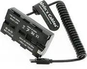 Alvin's Cables NP-F550 | F570 | F970 Dummy Battery to Ronin S Gimbal Power Coiled Cable for Atomos Ninja V| Shinobi| Shogun|Feelworld Monitor