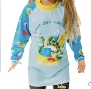 Kids Rash Vest Long Sleeve Radicool Save Our Turtles 100+ SPF Size 1 Unisex Swim