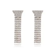 Culturesse Marlin Crystal Tassel Drop Earrings Clear Diamantes Silver Plating