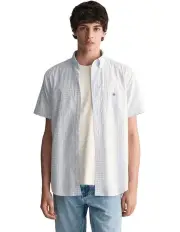 [Gant] Regular Fit Gingham Poplin Short Sleeve Shirt in Light Blue