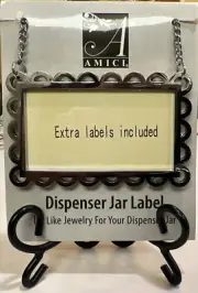 Dispenser Jar Label Silver Metallic 3”x2” Frame & Chain Any Size Jar Xtra Labels