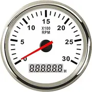 ALAGPNPMZH Car Boat Tachometer Gauge LCD Hour Meter 3000~6000 RPM Tacho Sensor Marine Tacho Meters 12V/24V Red Backlight Speedometer(WS3000RPM)